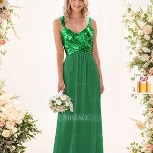 Missacc Emerald Sequin Prom Dress